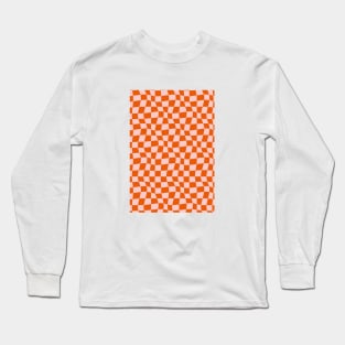 70s retro seamless pattern with Red and Pink Checkerboard. Trippy Swirl. Long Sleeve T-Shirt